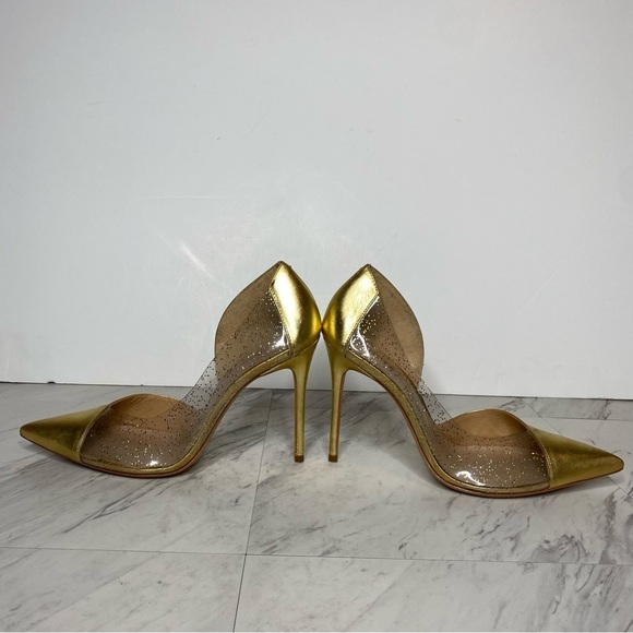 New! Schutz Cendi Gold Pointed Toe Pump 10B - Picture 7 of 15